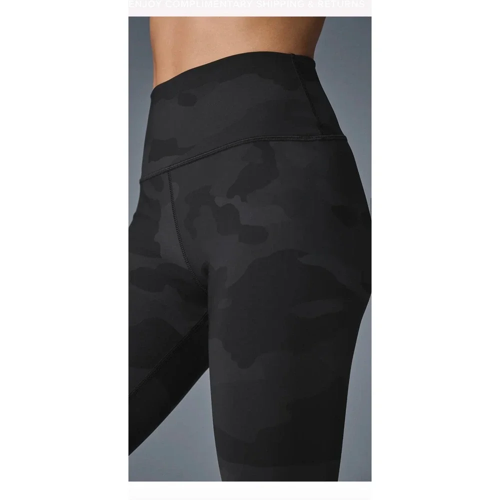 Alo Yoga High Waist Vapor Camo Leggings Black Camouflage Size XS/S Altered